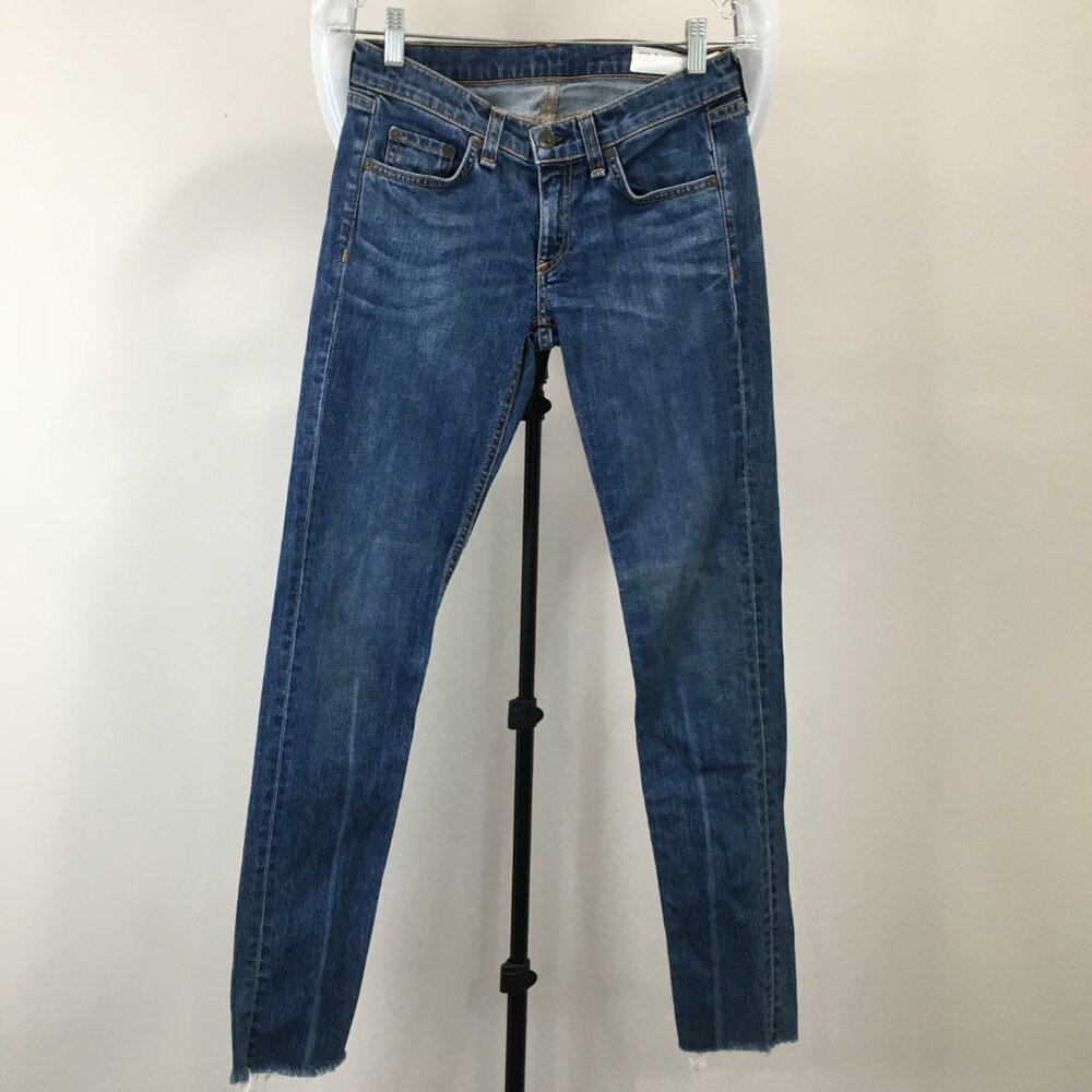 RAG & BONE Keiko Wash Raw Edge Hem 5 Pocket Logo Hardware Jeans